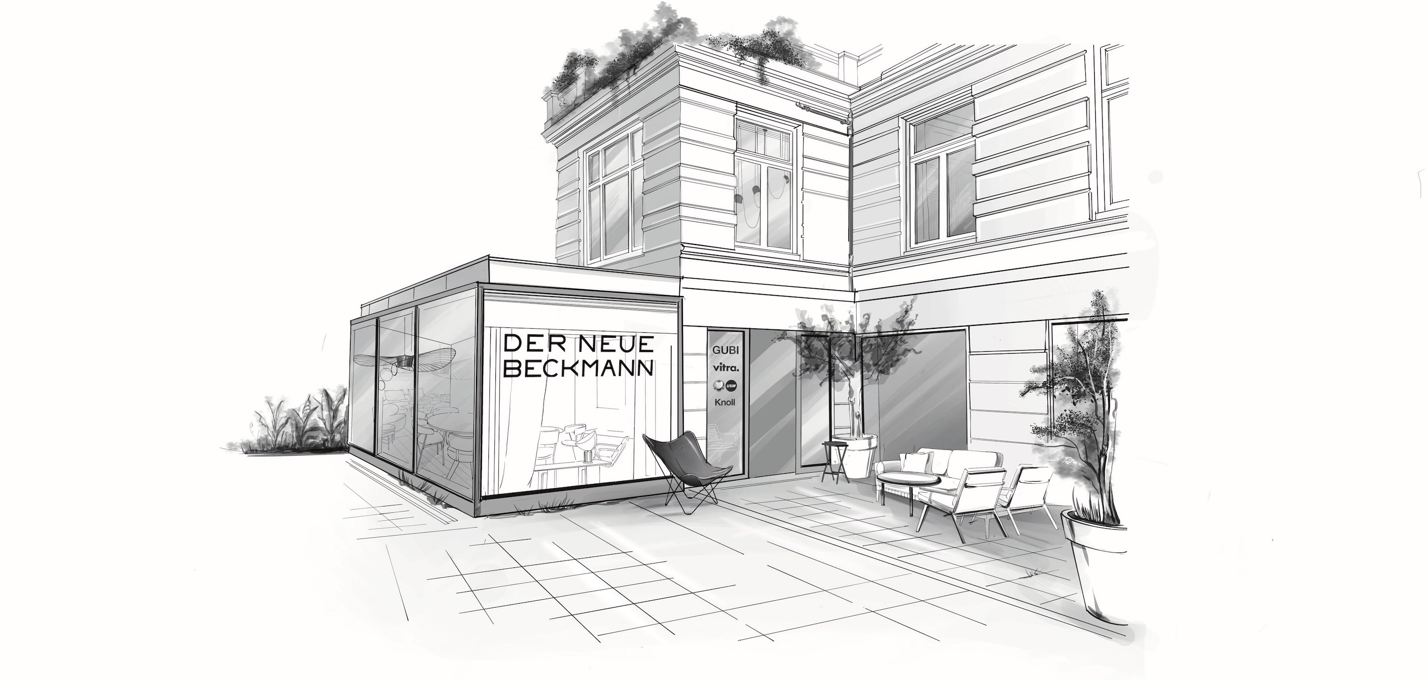 Skizze vom Innenarchitekt und Interior Design Showroom in Hamburg