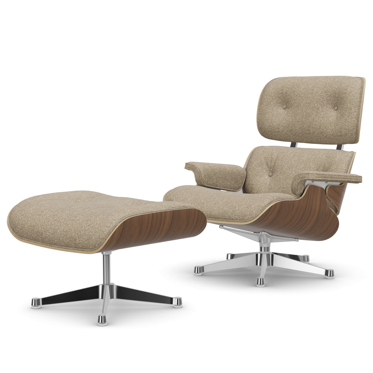 Lounge Chair & Ottoman Nussbaum Weiss Pigmentiert