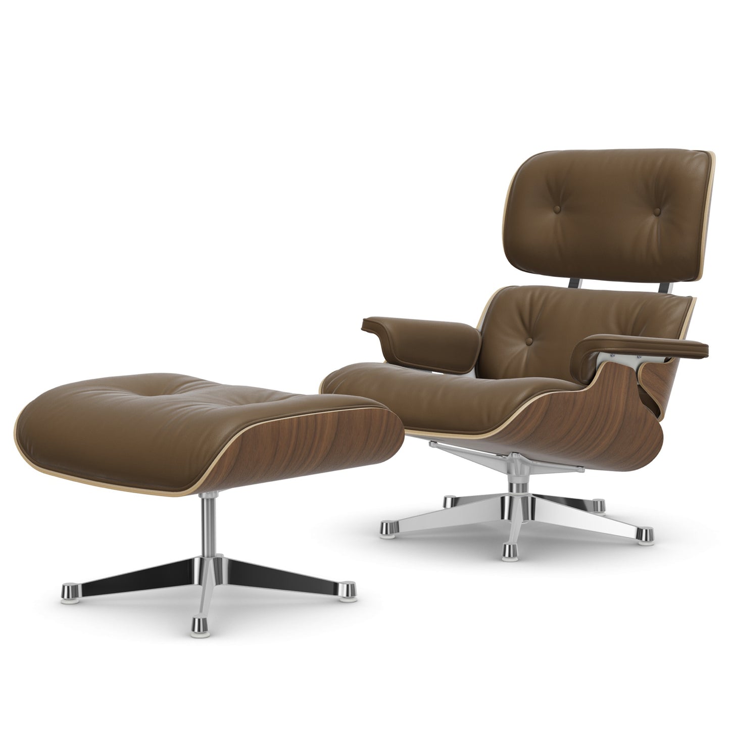 Lounge Chair & Ottoman Nussbaum Weiss Pigmentiert