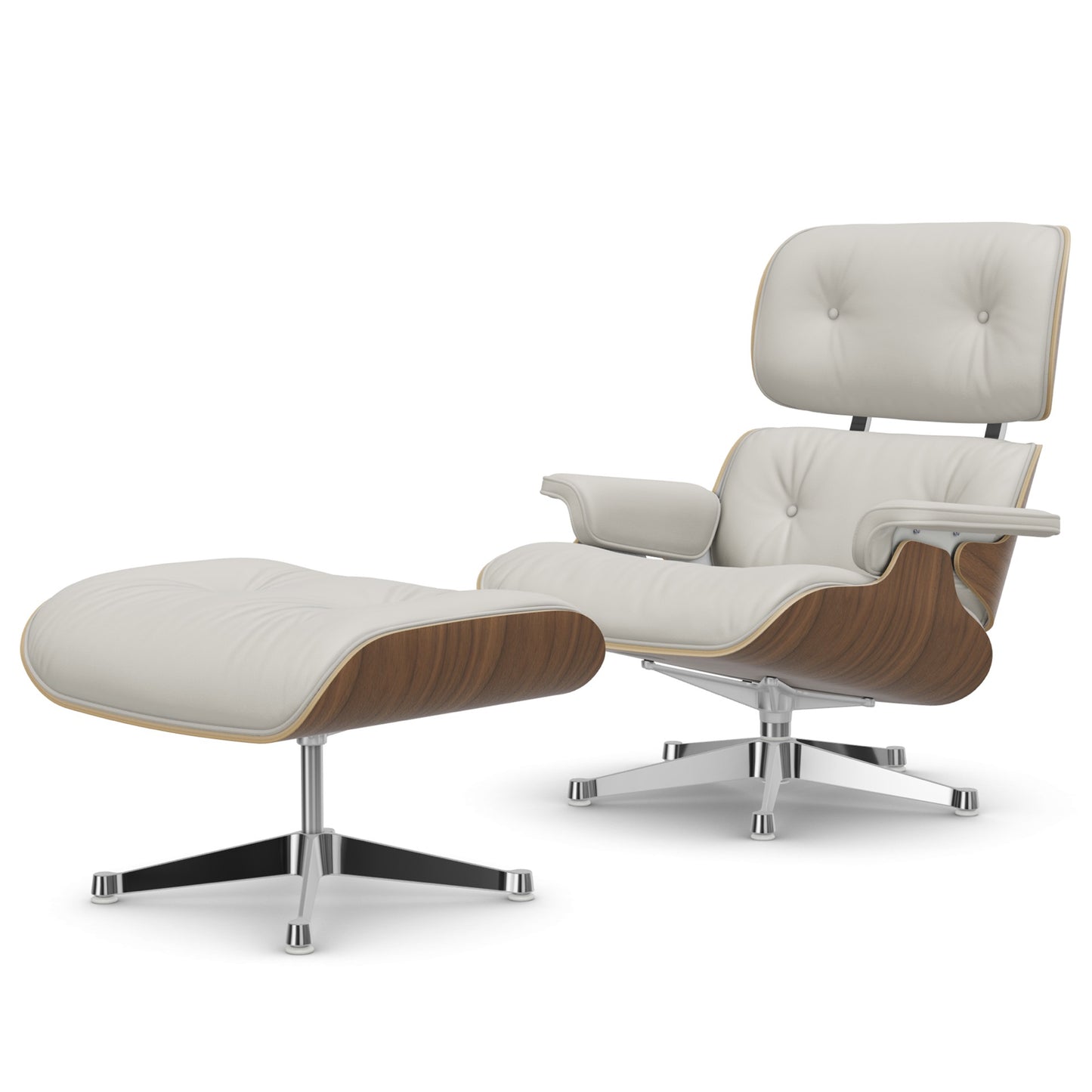 Lounge Chair & Ottoman Nussbaum Weiss Pigmentiert