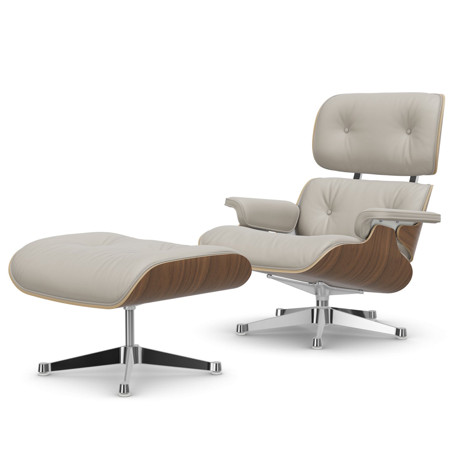 Lounge Chair & Ottoman Nussbaum Weiss Pigmentiert