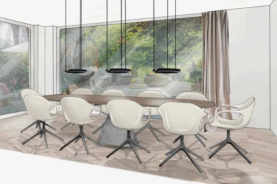 Skizze eines Innenarchitektur und Interior Design Projekt in Hamburg
