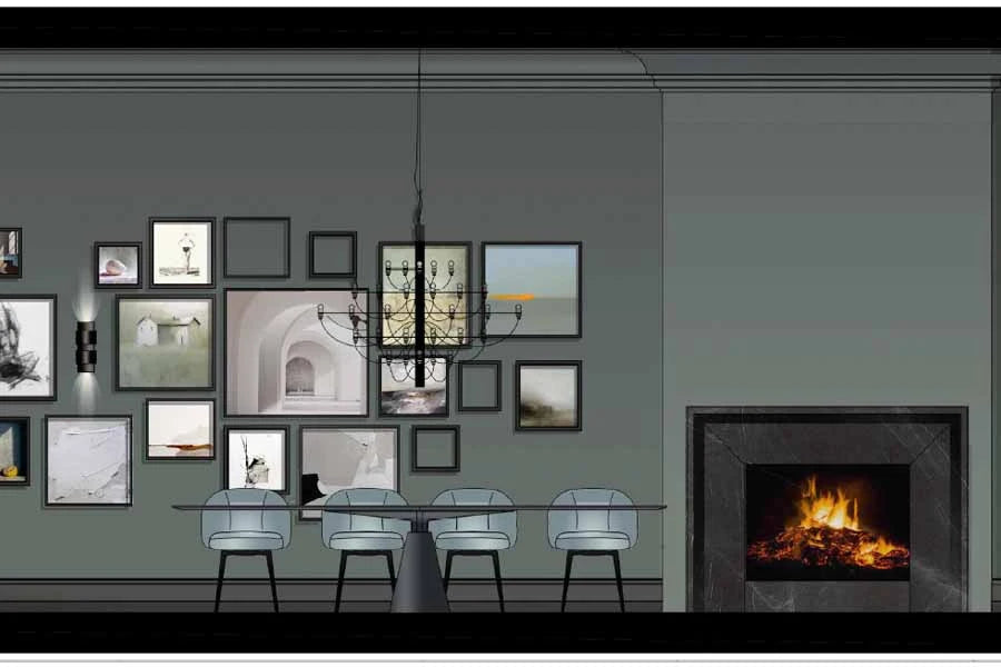 Skizze eines Innenarchitektur und Interior Design Projekt in Hamburg